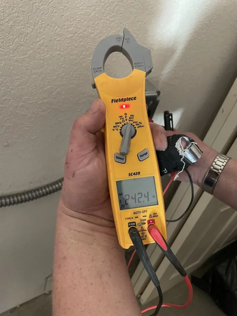 Voltage testing with clamp meter during Generator Installation in East Whiteland